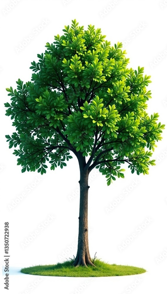 Serene isolated tree against a white background, foliage, serene, forest Serene isolated tree against a white background, foliage, serene, forest