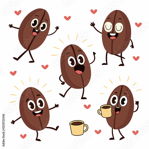 Animated coffee beans enjoying a delightful brew