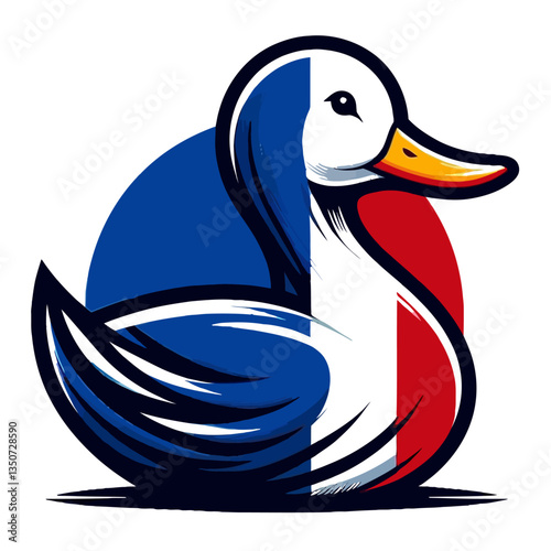 Duck France flag color logo  vector white background