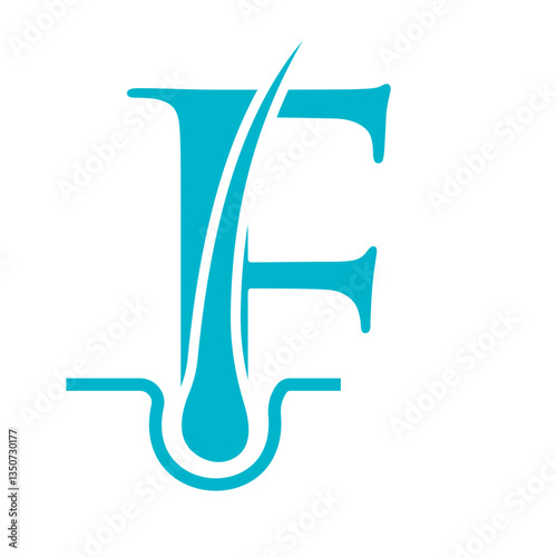 Letter F Hair Treatment Logo Design. Hair Care Logo Template Vector Template