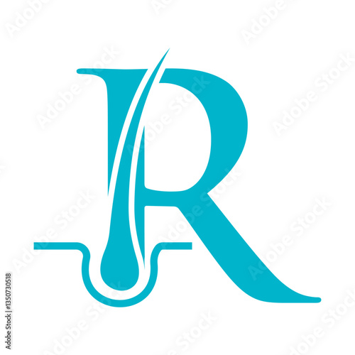 Letter R Hair Treatment Logo Design. Hair Care Logo Template Vector Template