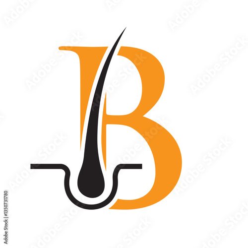 Letter B Hair Treatment Logo Design. Hair Care Logo Template Vector Template