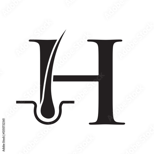 Letter H Hair Treatment Logo Design. Hair Care Logo Template Vector Template