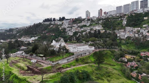 Aerial view of the city Quito in Ecuador at day light