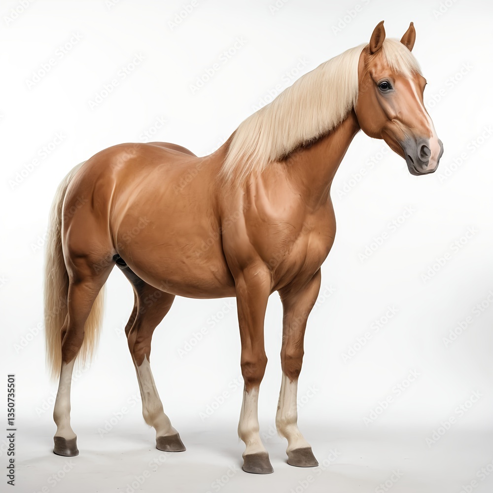 Obraz premium Palomino Horse Standing Against White Background