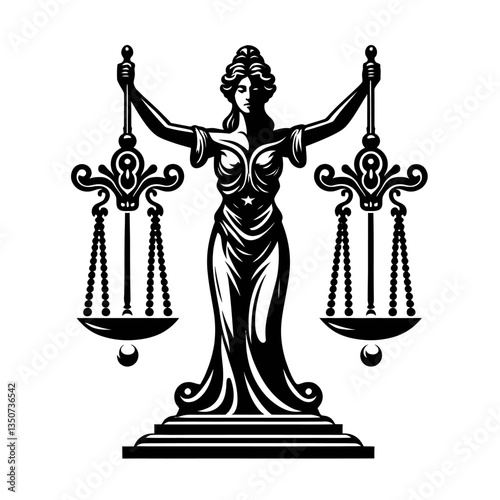 Justice scales  silhouette black color vector white background