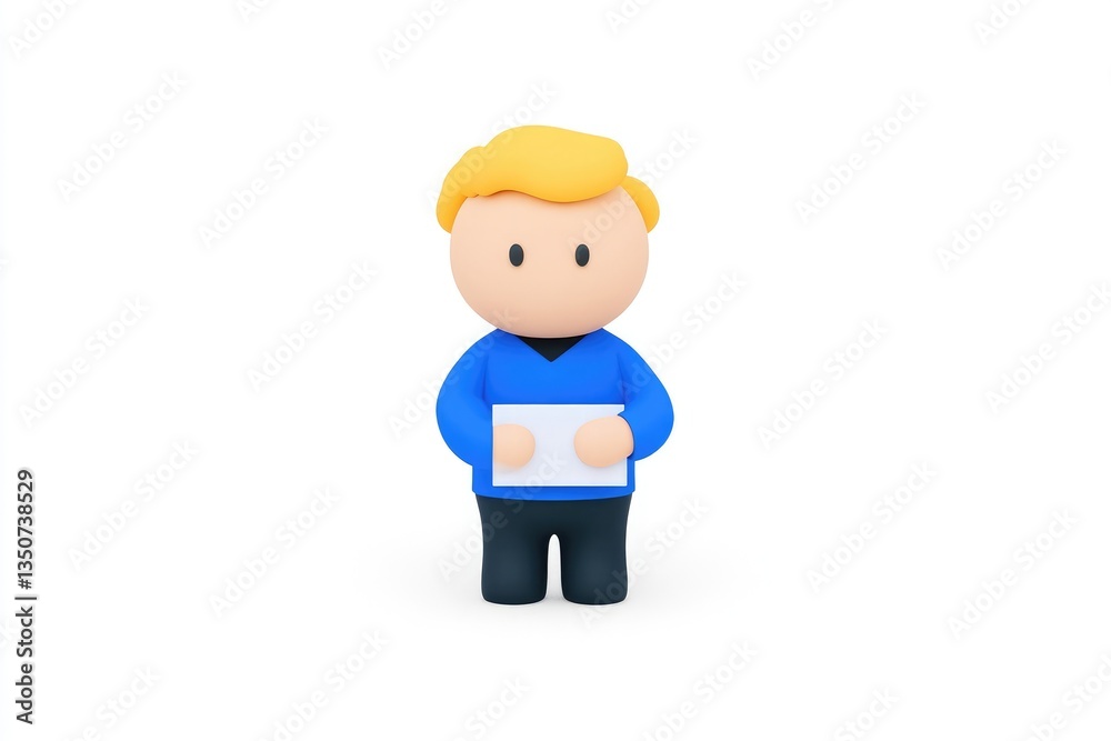 Cartoon character holding a blank document Cartoon character holding a blank document
