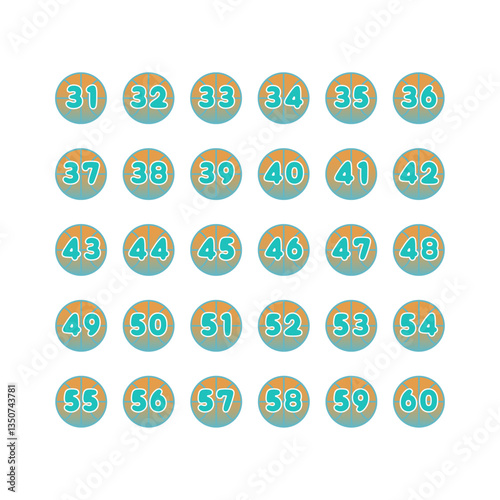31から60までの数字のセット。
バスケットボールの数字アイコンのセット。
箇条書き番号アイコンコレクション。