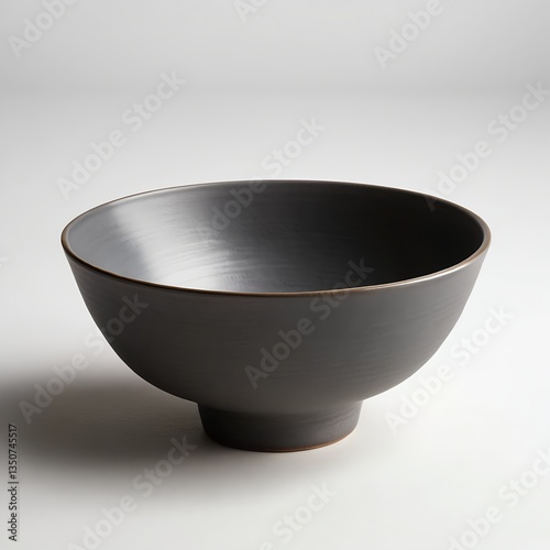 Dark Grey Ceramic Bowl on White Background