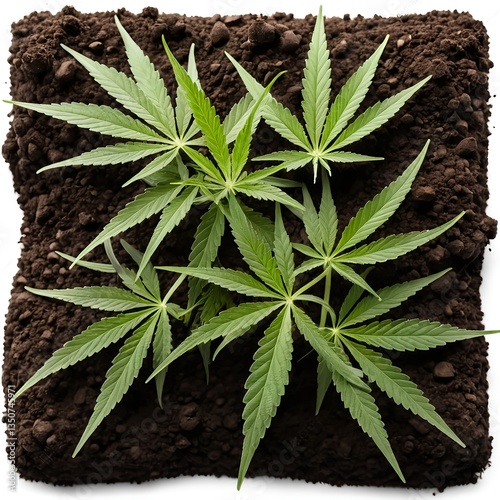 Cannabis seedlings in rich soil