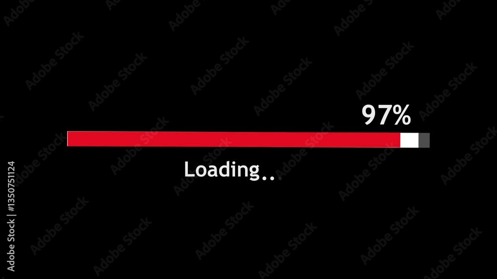 Abstract loading icon animation. Loading bar and percentage Futuristic progress loading bar 0-100 percent animation.