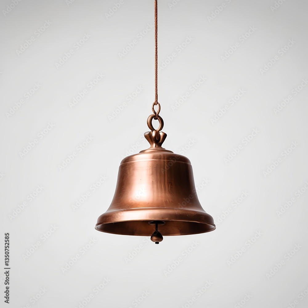 Obraz premium Copper Bell Hanging Against White Background