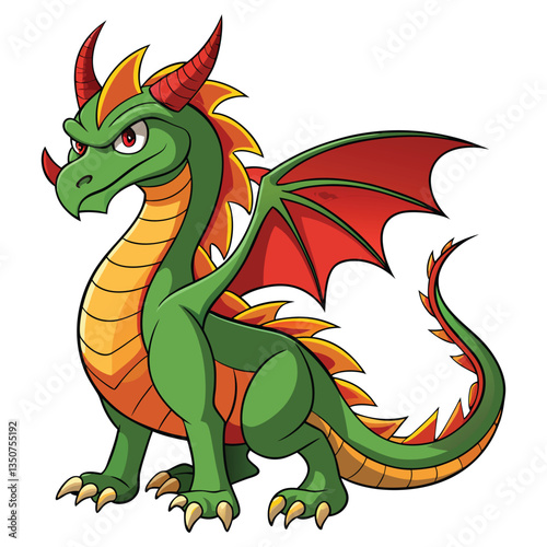 Majestic Fire Dragon with Wings Available on EPS File