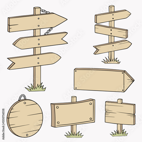 Collection of Wooden Directional and Informational Signs