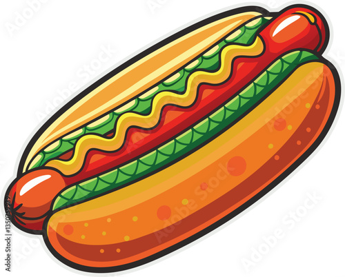 Hot Dog With Toppings Vector Available on EPS File