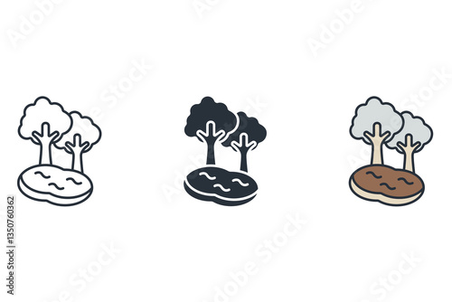 natural garden icons isolated on White Background. Flat style design