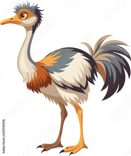 Curious Ostrich Looking Up Vector Illustration Available on EPS File