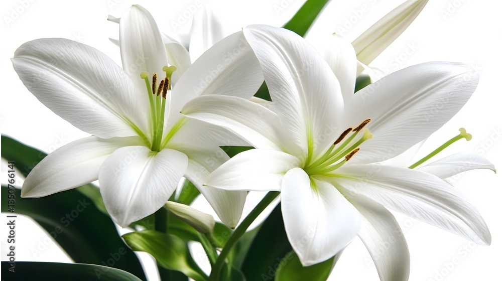 Fototapeta premium Stunning White Lilies Bouquet Closeup Photography
