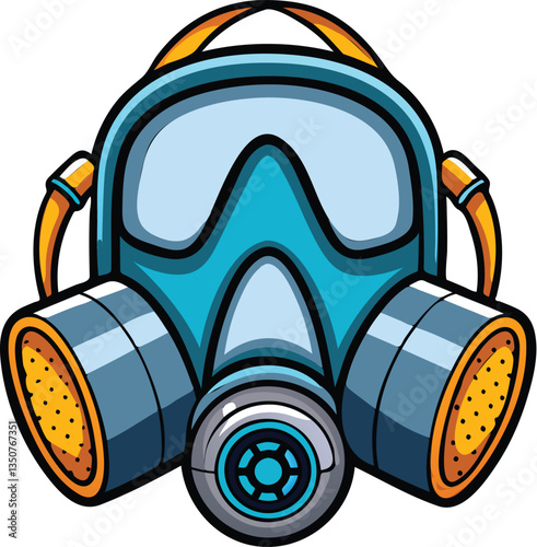 Respirator Mask with Dual Filters – Vector Illustration Available on EPS File