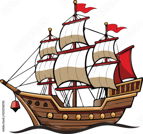 Maritime Freight Vessel Blueprint Style – Vector Illustration Available on EPS File