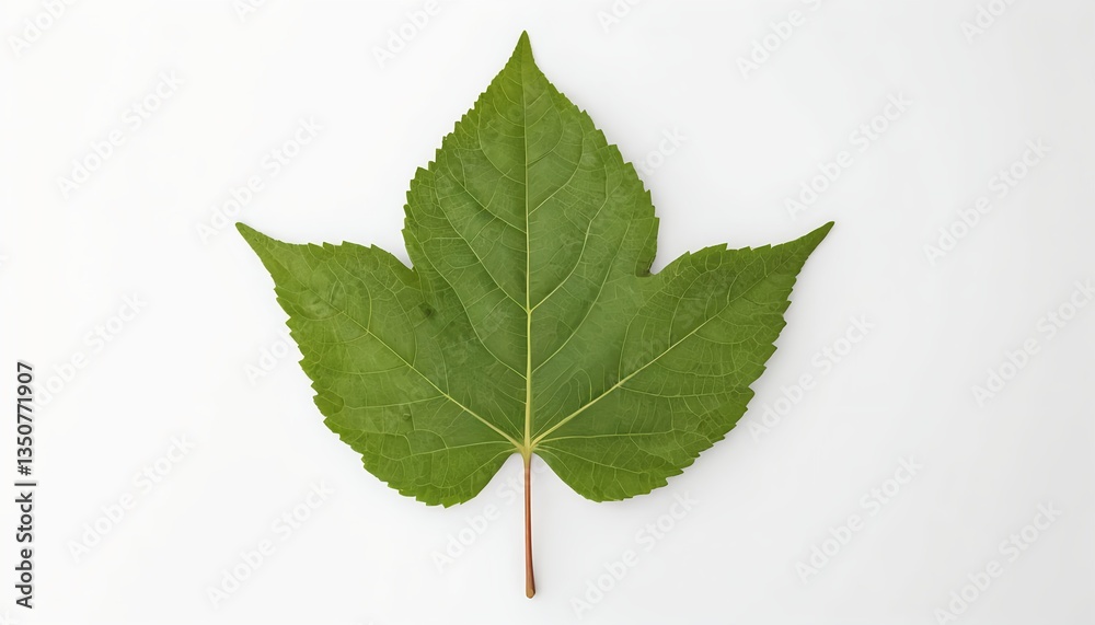Fototapeta premium Single Green Leaf on White Background