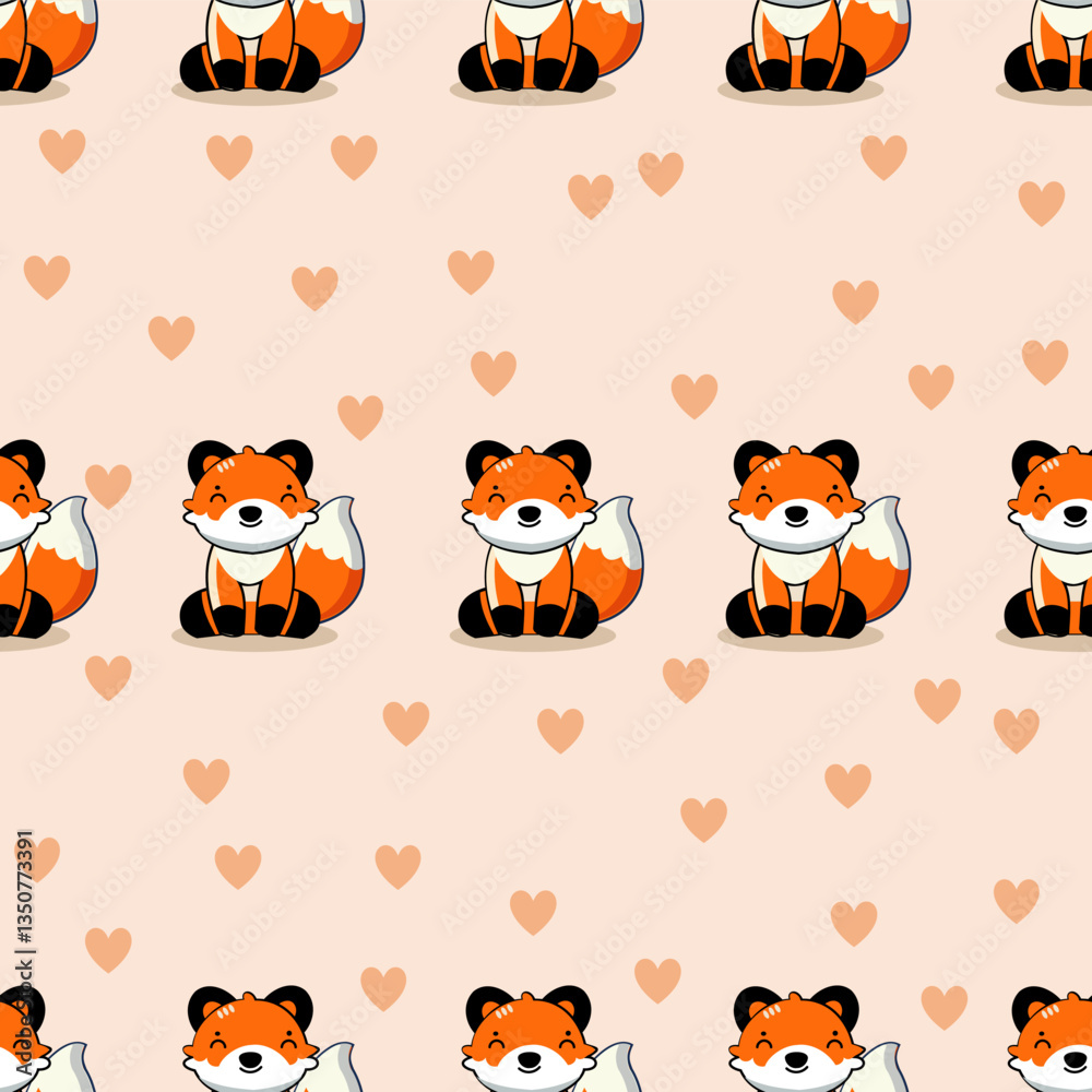 Obraz premium Cute animals seamless pattern background. Cute animals illustration. Animals background. Perfect for fabrics, print, textile, wallpaper, and decor