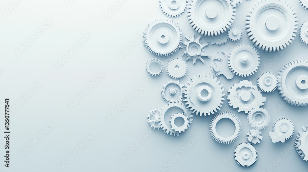 Abstract gears on light background, mechanical design, digital illustration, potential use for engineering design, technical documentation Abstract gears on light background, mechanical design, digital illustration, potential use for engineering design, technical documentation