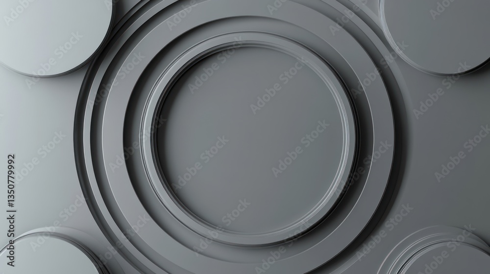 Abstract geometric circles, 3d shapes, gray background, design element, graphic Abstract geometric circles, 3d shapes, gray background, design element, graphic