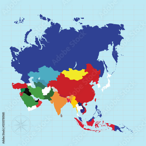 Asia continent Vector illustration of map