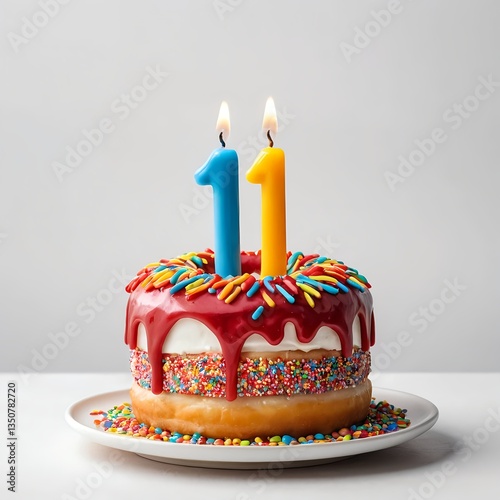 Eleven-Year-Old Birthday Donut with Candles