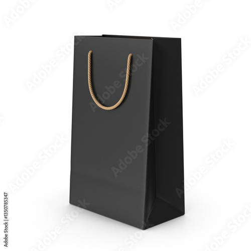Folded black paper bag