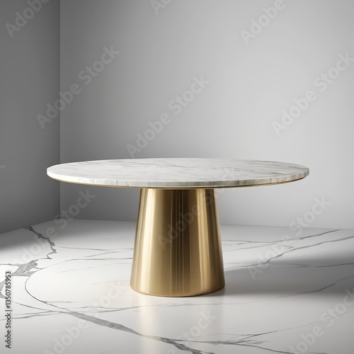 Modern Marble and Gold Dining Table