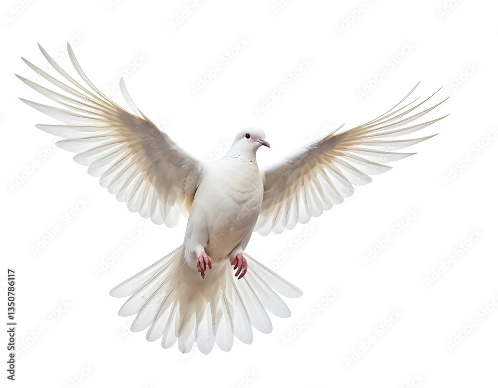 Fototapeta premium White Dove in Flight, Wings Spread