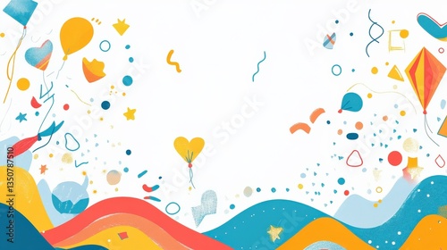 Colorful Kites Flying Above a Beach Background