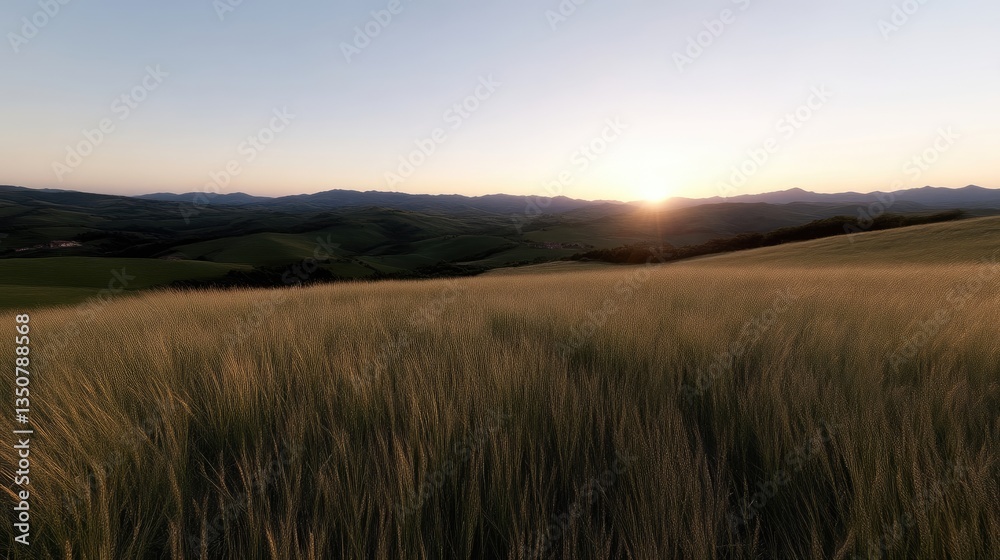Obraz premium Golden sunset over rolling hills