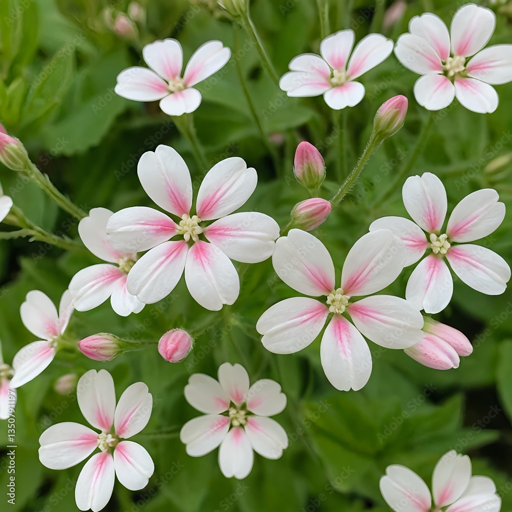 Fototapeta premium Delicate Pink and White Flowers in Bloom