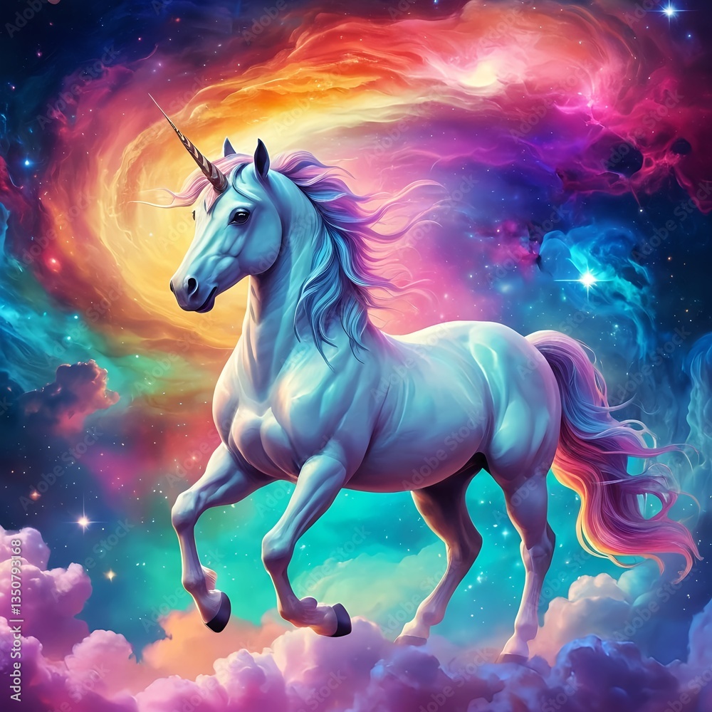 Fototapeta premium Magical Unicorn in Cosmic Nebula