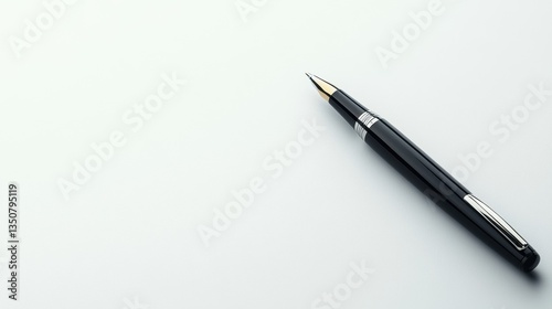Sleek Black Pen on Minimalist Workspace Background for Creative Projects