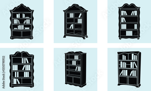 Bookcase silhouette vector