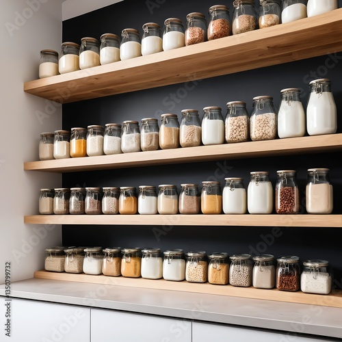 Wallpaper Mural Organized Pantry with Glass Jars of Dry Goods Torontodigital.ca