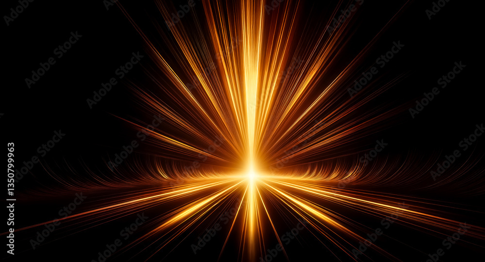 Golden light bursts from the center, radiating outwards in bright rays on a dark backdrop. Energetic and radiant glow illuminates the space. Golden light bursts from the center, radiating outwards in bright rays on a dark backdrop. Energetic and radiant glow illuminates the space.