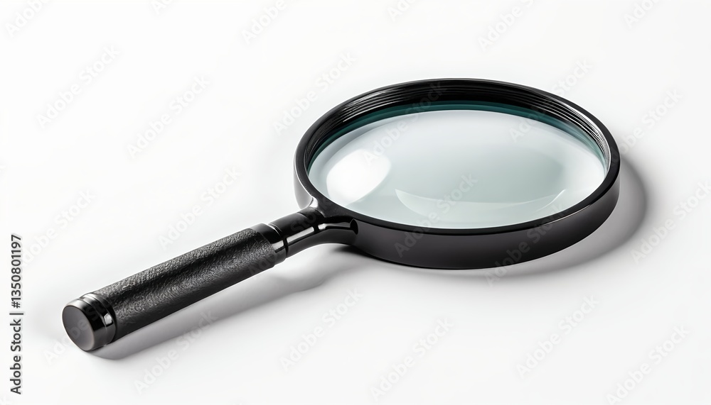 Black Magnifying Glass on White Background Black Magnifying Glass on White Background