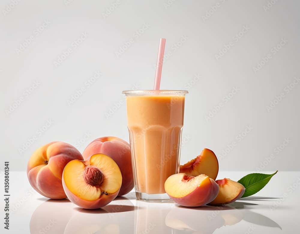 Fototapeta premium Refreshing Peach Smoothie with Fresh Peaches