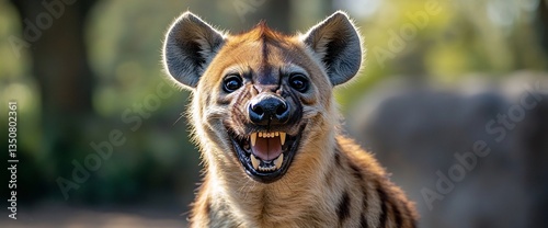Spotted Hyena Grinning with Wildlife Portrait.