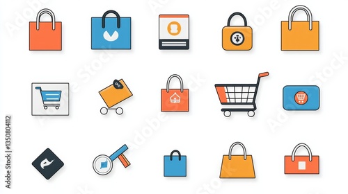 A set of 15 digital shopping experience icons