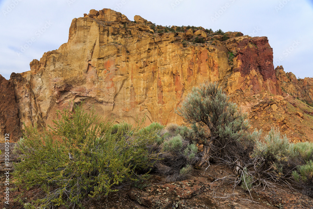 North America, United States, Oregon, Central Oregon, Redmond, Terrebonne, Oregon. Smith Rock State Park. Crooked River. High Desert. Basalt rocks and cliffs.