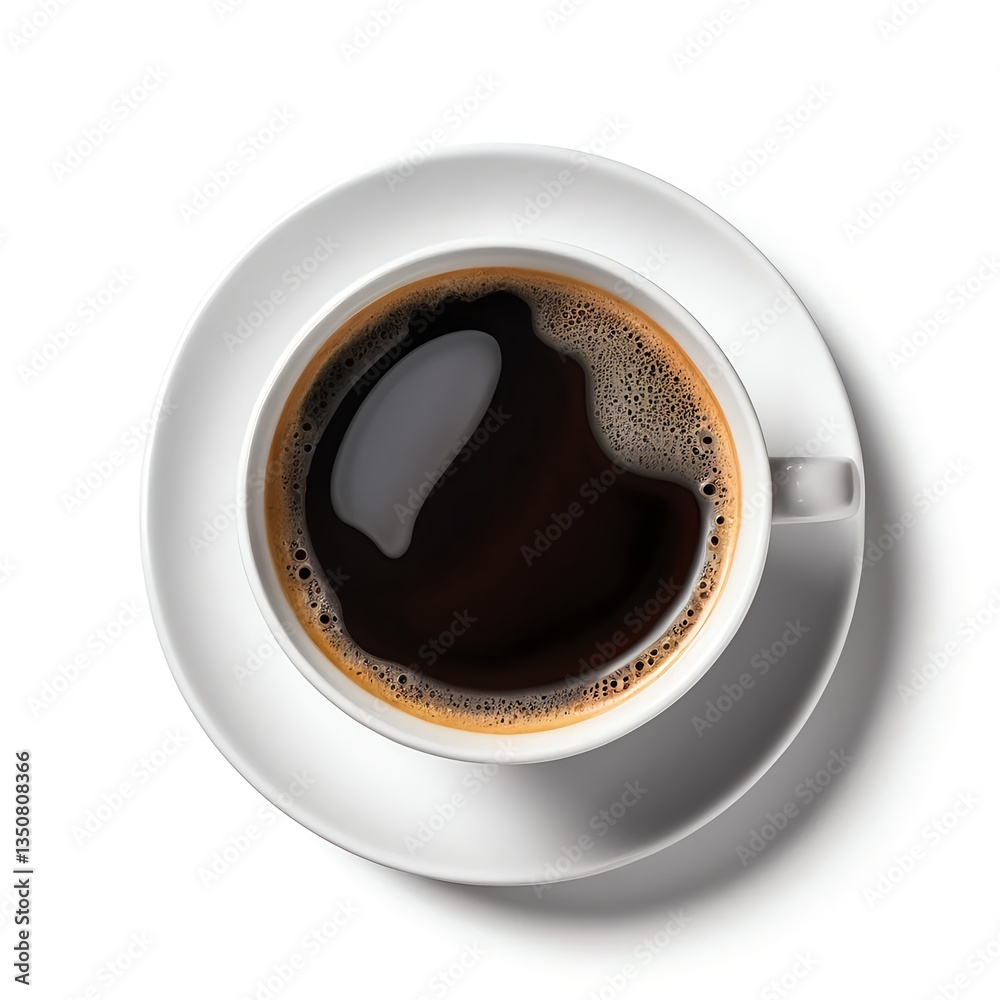Overhead View of a Cup of Black Coffee Overhead View of a Cup of Black Coffee