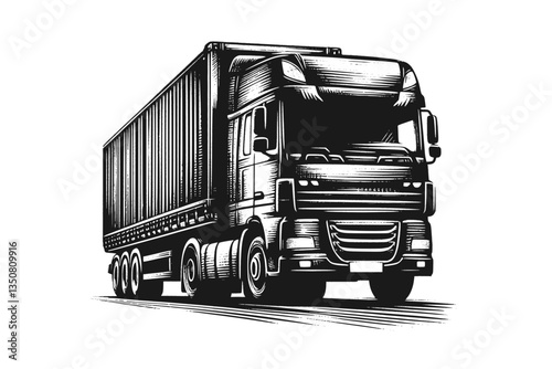 Generative AI: Truck (Vector Pen Drawing) 