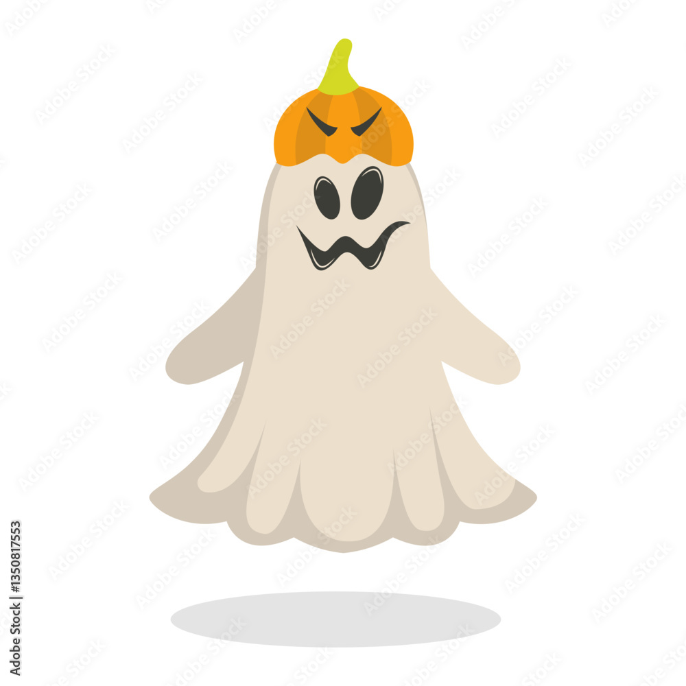 Fototapeta premium Cute and Spooky Halloween Ghost Character. Isolated Vector Cartoon Illustration.