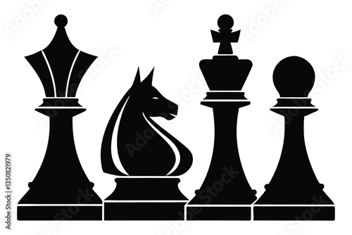 chess pieces silhouette vector design.